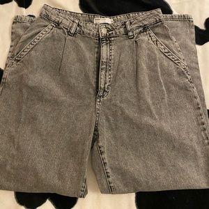 Black Acid Wash Mom Jeans